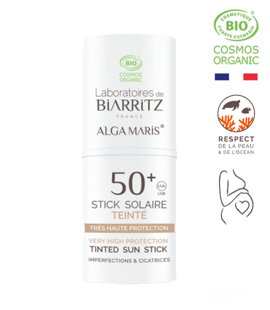 Stick solaire teinté certifié Bio SPF 50+